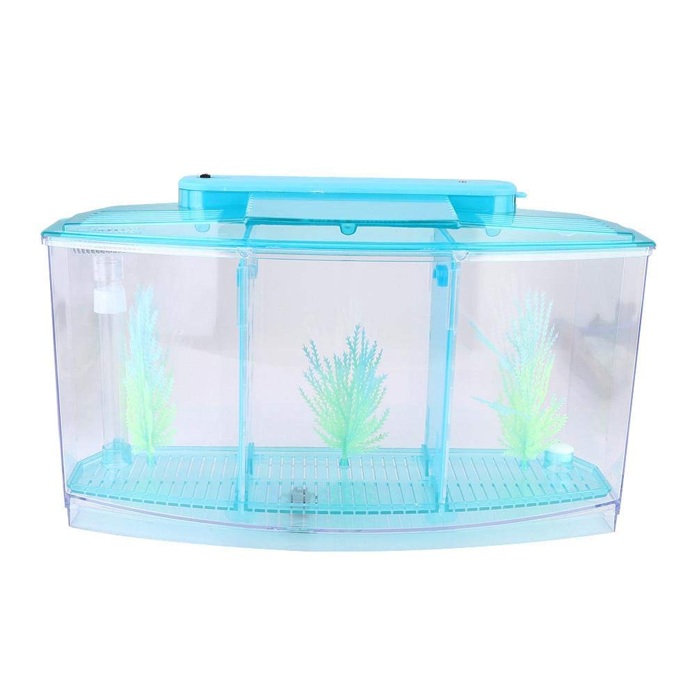 Fish , Desktop Transparent Breeding Fish , Mini Acrylic For Small Fishes With Led Light With Water Change Valve For Betta(Blue)