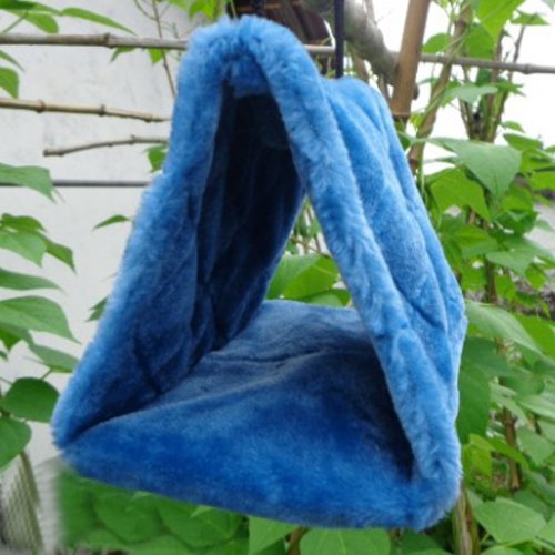 Vktech® Plush Snuggle Bird Hammock Hanging Snuggle Cave Happy Hut Bird Parrot Hideaway Size M (23.5 * 22Cm) (Blue)