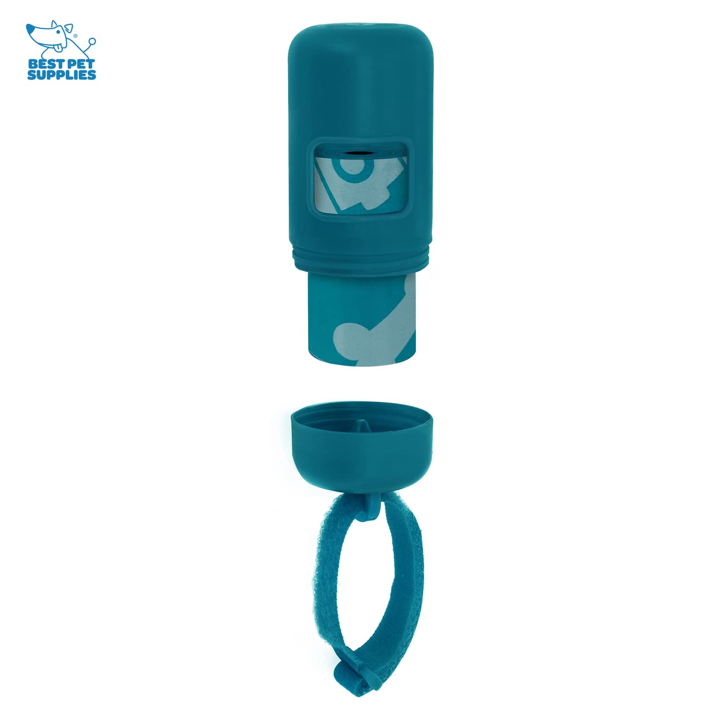 Best Pet Supplies Dog Poop Bag Holder Leash Attachment With 30 Bags, Reusable Dispenser For Travel, Walking, Park, And Outdoor Use, Durable With Clip-On - Turquoise, Pack Of 2