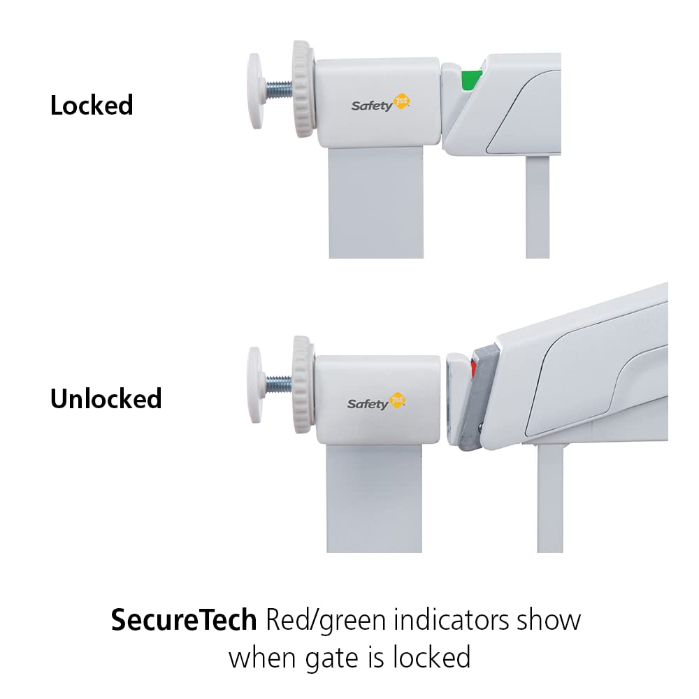 Safety 1st Flat Step Pressure Mounted Baby Gates for Doorways, Baby Gate with Door, Pet-Friendly Design, White