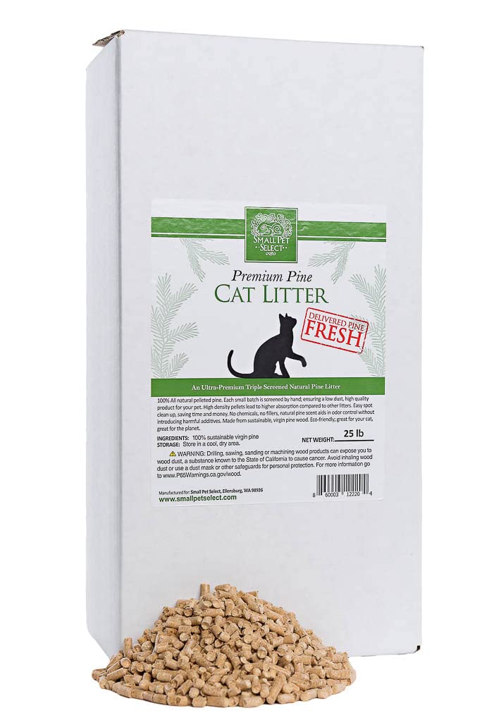 Small Pet Select Premium Pine Pelleted Cat Litter, 100% All Natural Pellet Kitty Litter, Non Clumping Non Tracking Low Dust Litt