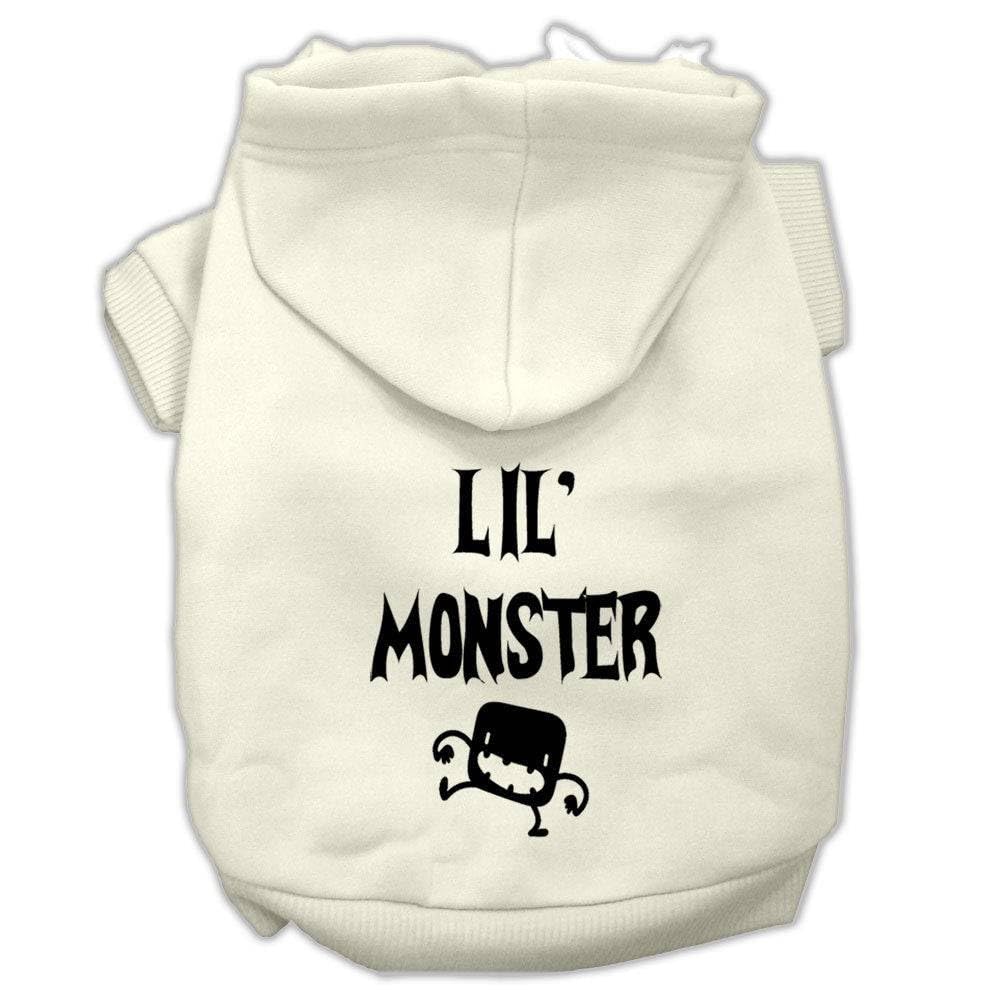 Halloween Pet, Dog & Cat Hoodie Screen Printed, 'Lil Monster' Cream Lg (10-14 Lbs.)