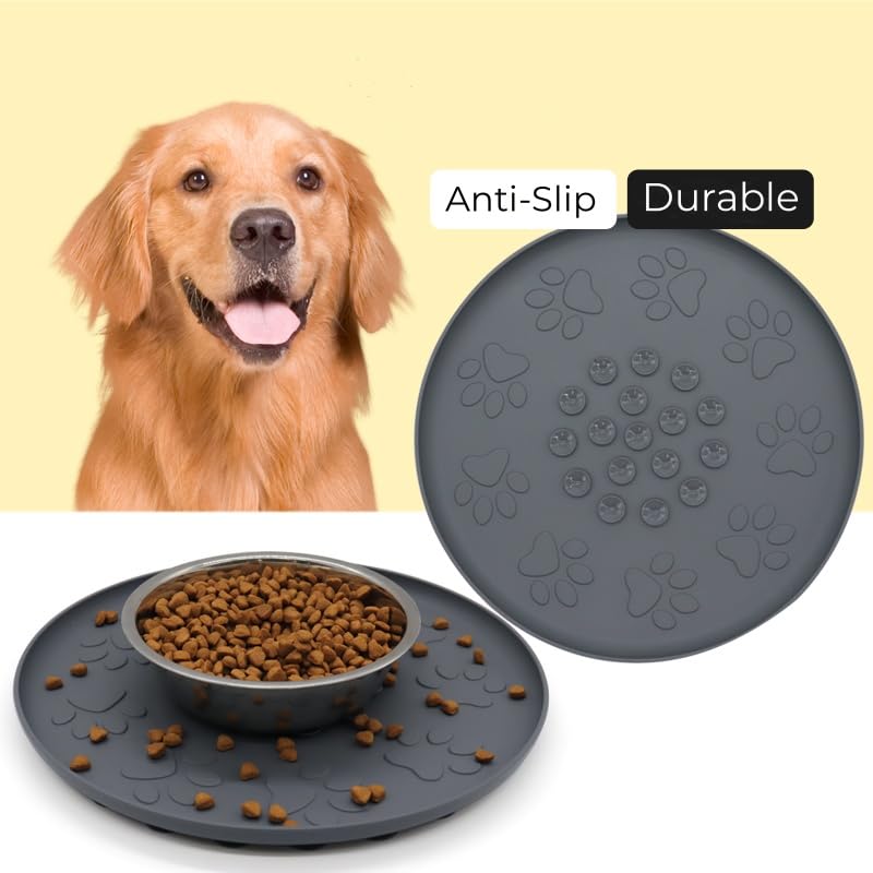 Doweiss Silicone Non-Slip Mat For Pet Bowl,Basic Non-Slip Pad For Dog Bowl Or Cat Bowl With Double Sided Anti-Slip Suction Cup R