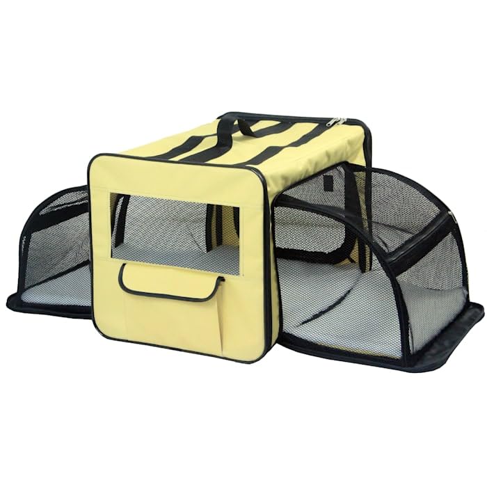 Pet Life A Capacious Dual-Expandable Wire Folding Lightweight Collapsible Travel Pet Dog Crate
