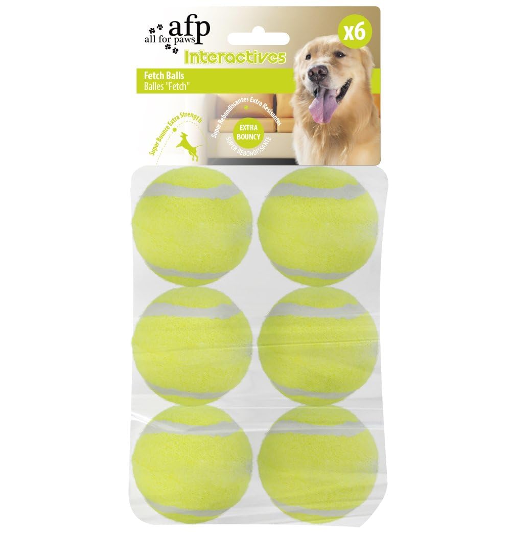 All For Paws Dog Tennis Balls For Dogs, Great For Mini Ball Launcher, 6 Pack 2 Inch Tennis Balls