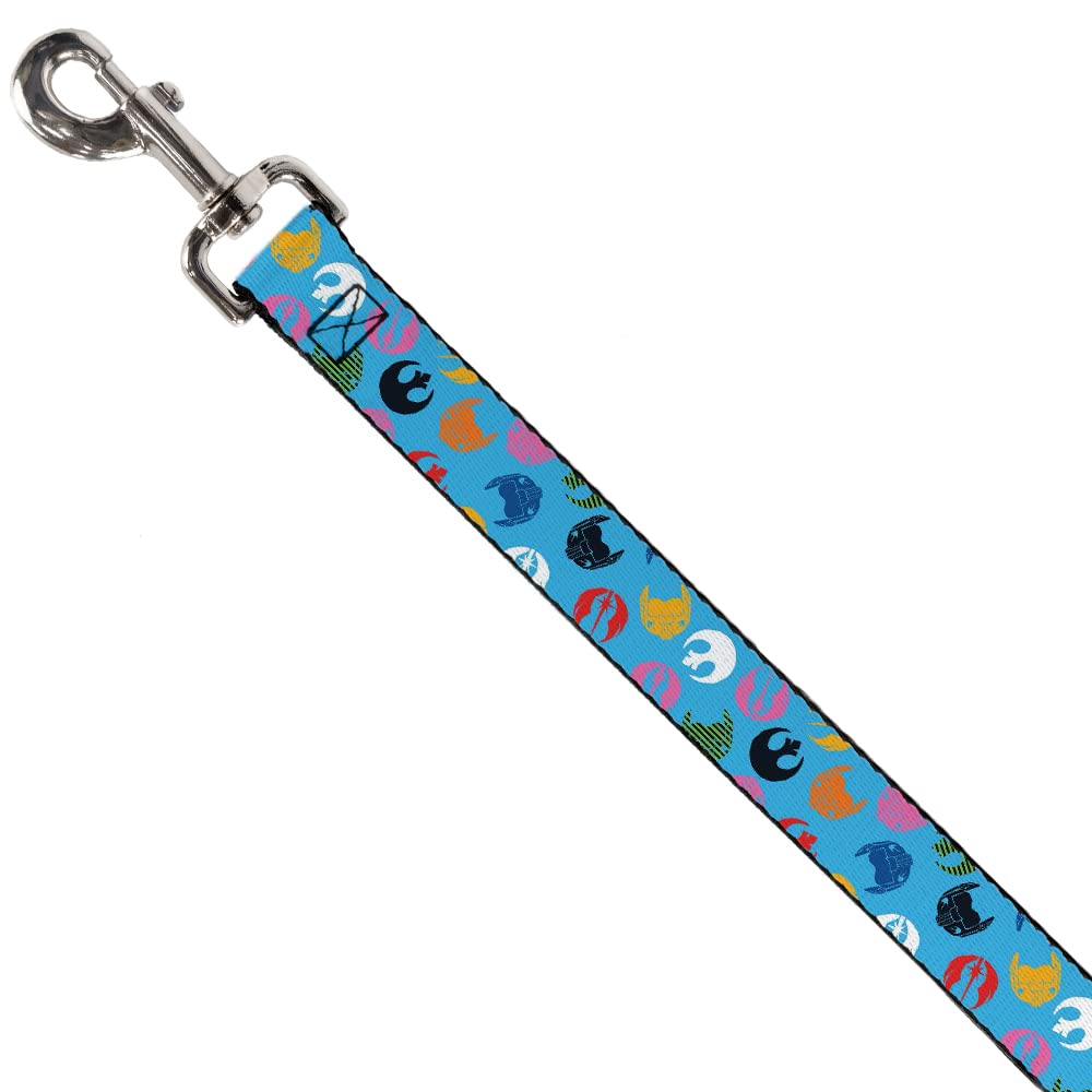 Buckle-Down Star Wars Pet Leash, Dog Leash, Star Wars Jedi Order And Rebel Alliance Icons Scattered, 6 Feet Long 1.0 Inch Wide