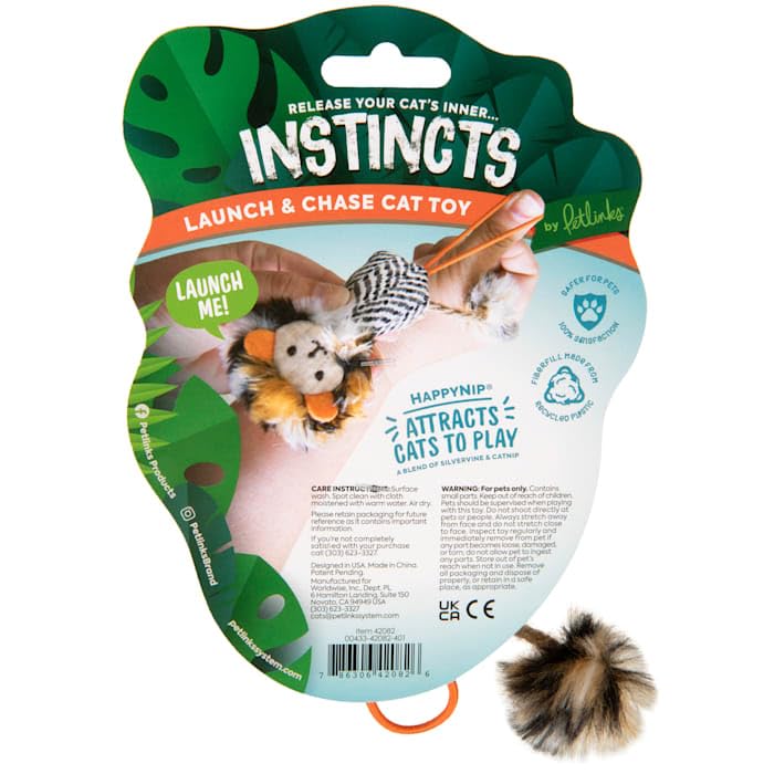 Smartykat Instincts Happynip Prideful Player Launcher Plush Interactive Cat Toy, Contains Catnip & Silvervine - Brown, One Size