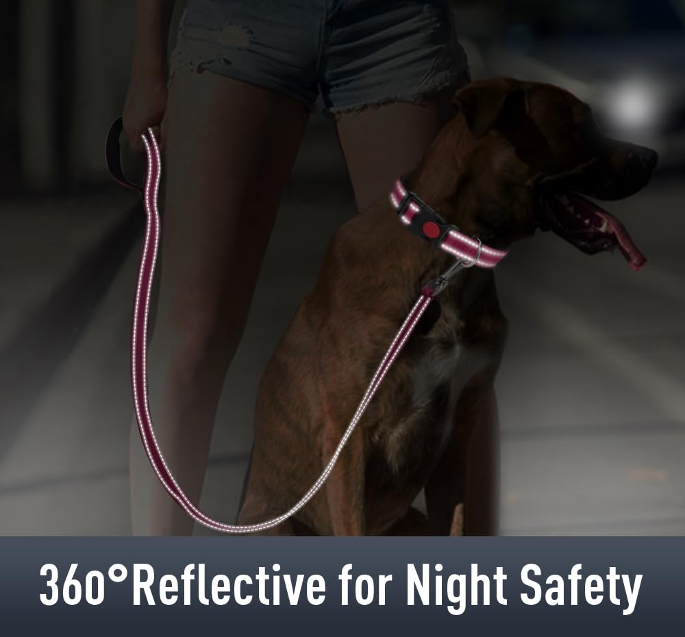 Erbine Airtag Dog Collar For Medium Dogs, Reflective Dog Collars With Airtag Holder, Soft Padded & Safety Locking Buckle, Nylon Pet Collar Adjustable For All Breeds, Hotpink