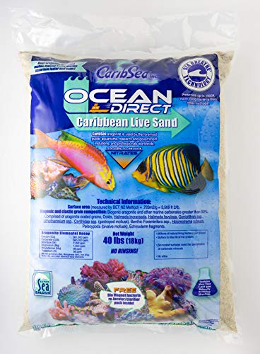 Carib Sea Acs00940 Ocean Direct Natural Live Sand For Aquarium, 40-Pound