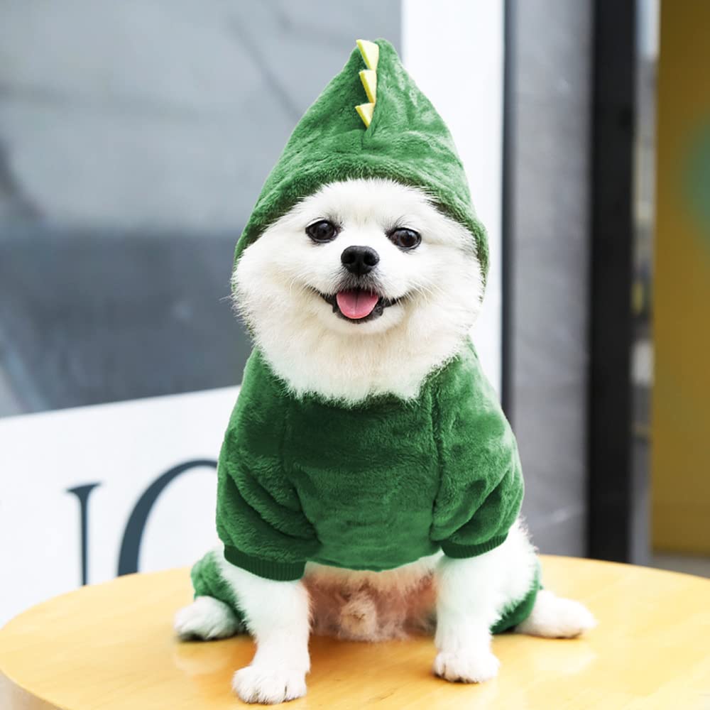 Idepet Dinosaur Dog Costume Clothes for Small Dogs Pet Halloween Costume Puppy Clothing Cats Outfits Funny Apperal(Green,XL)