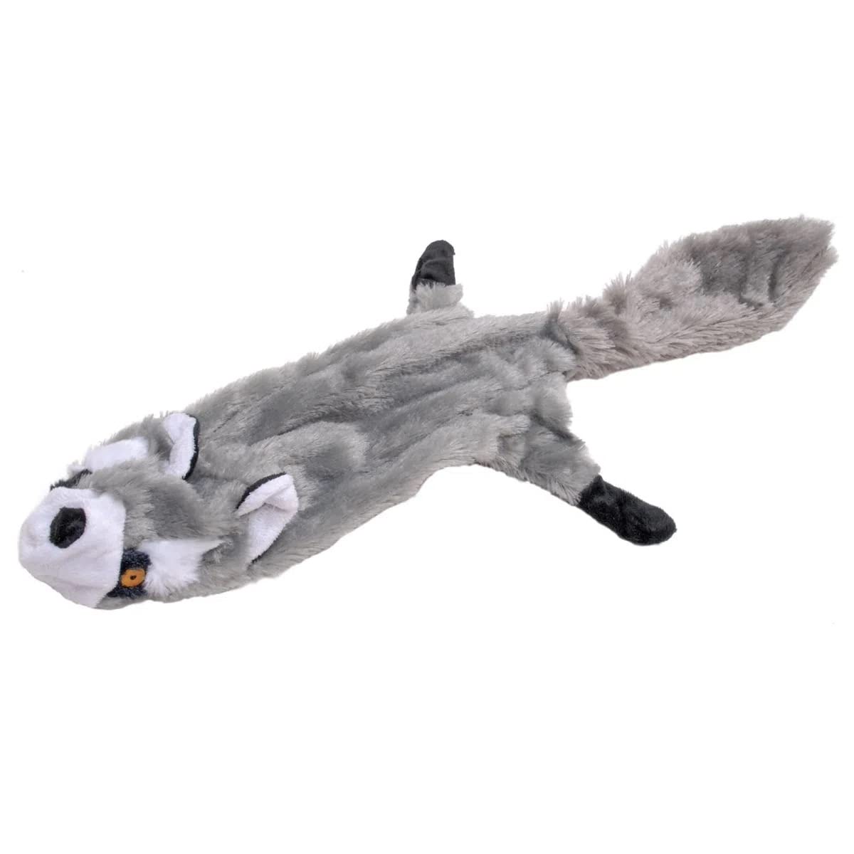 Jeffers Pet Thinnies Unstuffed No Squeaker W/Rope Dog Toy - 21'' Plush Raccoon, Flat Stuffing Free Chew Toy For Small, Medium & 