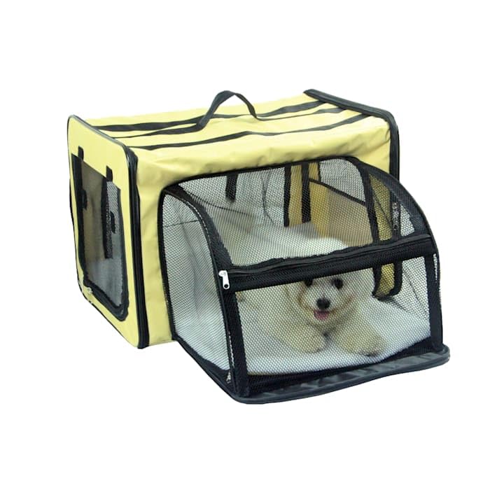 Pet Life A Capacious Dual-Expandable Wire Folding Lightweight Collapsible Travel Pet Dog Crate