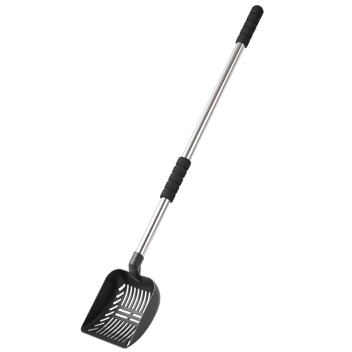 Yangbaga Metal Cat Litter Scoop With Deep Shovel&Long Handle,Detachable Stainless Steel Non-Stick Litter Sifter With Foam Padded Grip, No Bending Back Heavy Duty Cat Litter Scooper (Black Shovel)