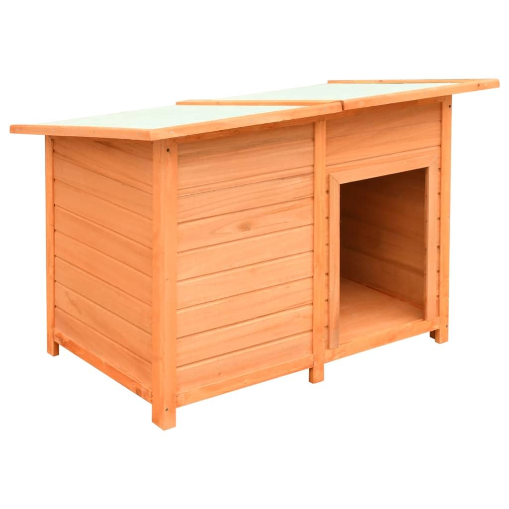 vidaXL Sturdy Dog Cage with Roof - Solid Pine & Fir Wood Material in Brown and Green - Weather-Resistant Outdoor Kennel for Dogs - Rustic Charm and Easy Assembly, 47.2" x 30.3" x 33.9"