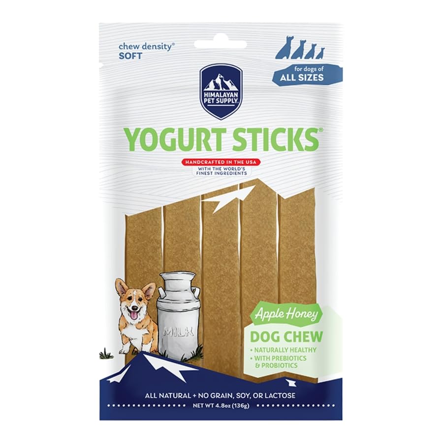 Himalayan Pet Supply Yogurt Sticks Dog Treats in 3 Flavors with Honey: 1 Strawberry, 1 Cranberry & 1 Apple Flavor (3 Bags Total,