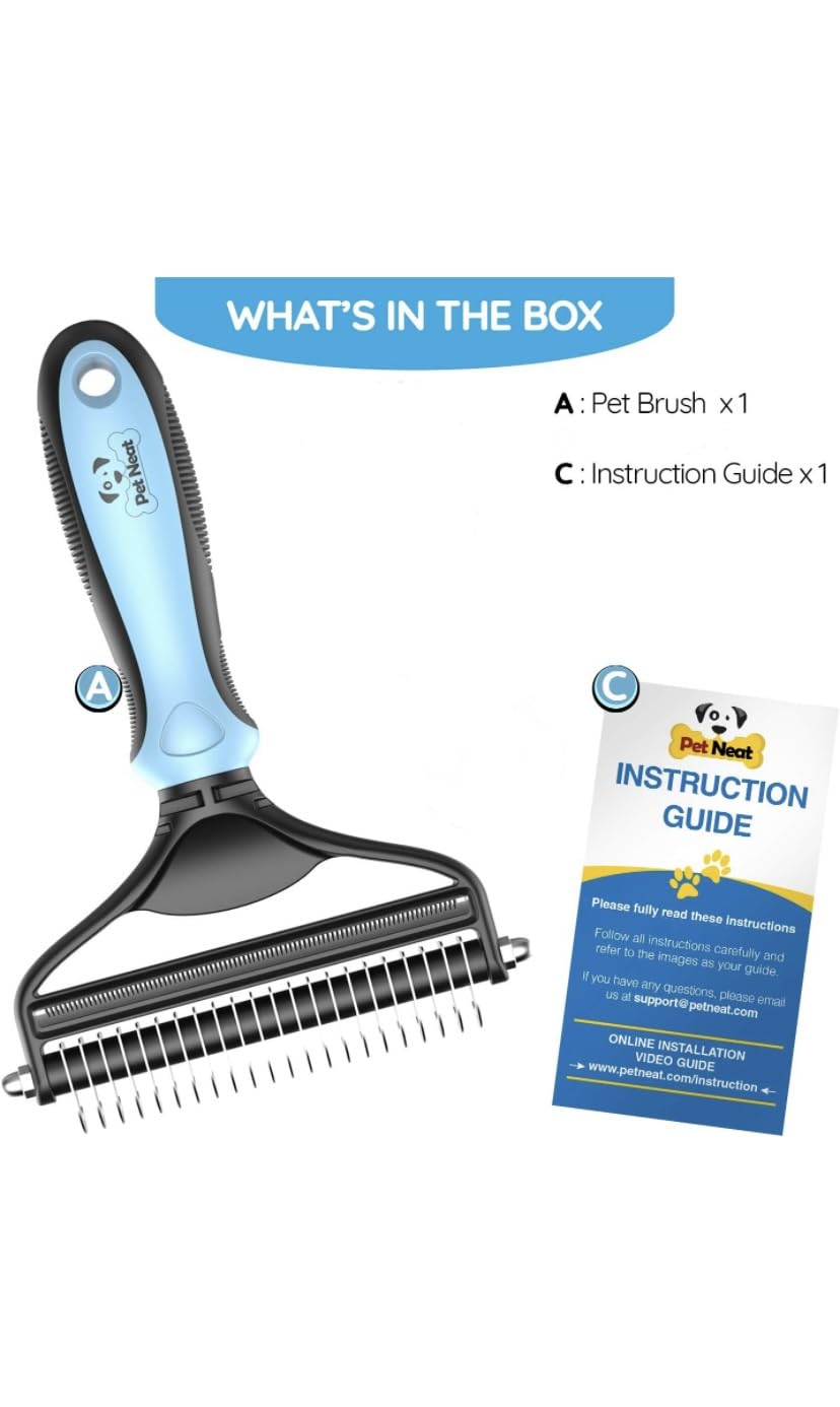Dog Brush For Shedding & Cat Brushes For Indoor Cats - Double Coat Dog Brushes For Grooming - Hair Remover Pet Grooming Tools -