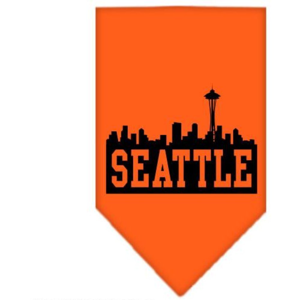 Pet and Dog Bandana Screen Printed, Seattle Skyline Orange Small