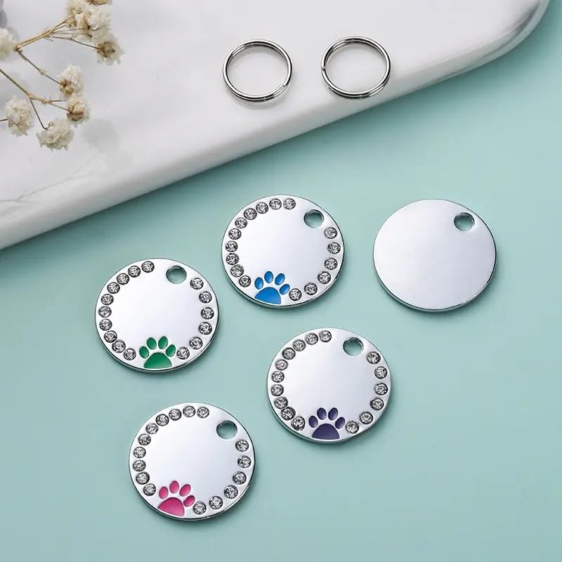 Personalized Dog/Cat Cute Paw Pet Id Tag With Unique Laser Engraving Name And Phone Number For Pet Collar Or Key Chain (Green)