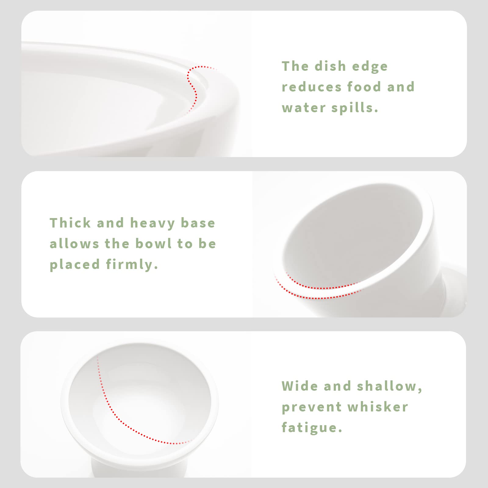 CEEFU 2 Elevated Ceramic Cat Bowls Extra Wide for Food & Water - Whisker Fatigue Shallow Food Dish, Lead & Cadmium-Free, Raised