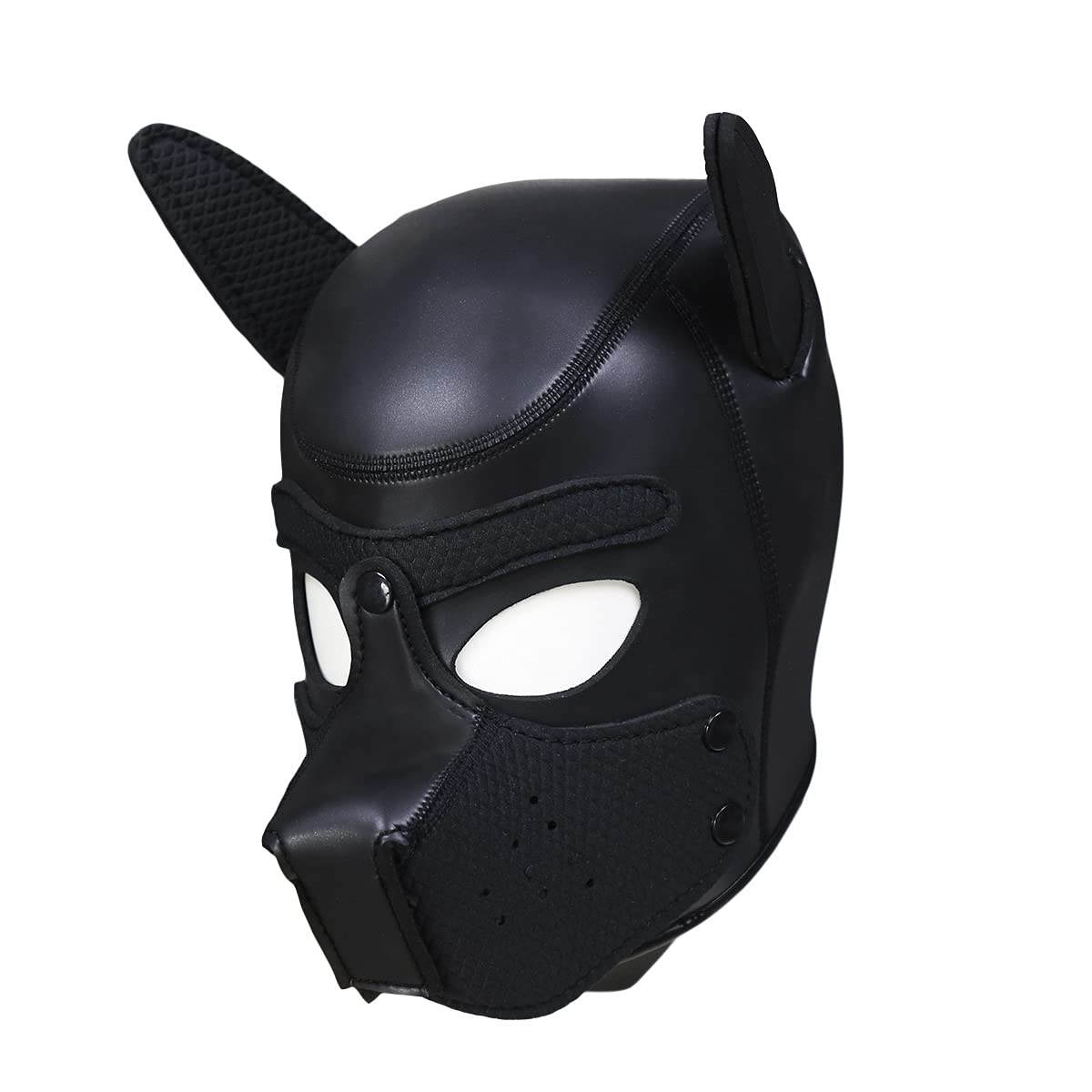 Quyuwowo Neoprene Dog Full Face Puppy Mask Removable Pup Hood Halloween Mask (Black, Mask)