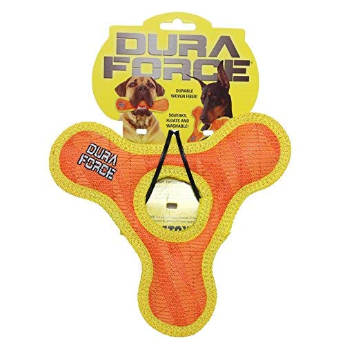 Duraforce -Durable Woven Fiber-Triangle Ring -Squeakers - Multiple Layers. Made Durable, Strong & Tough. Interactive Play Dog To