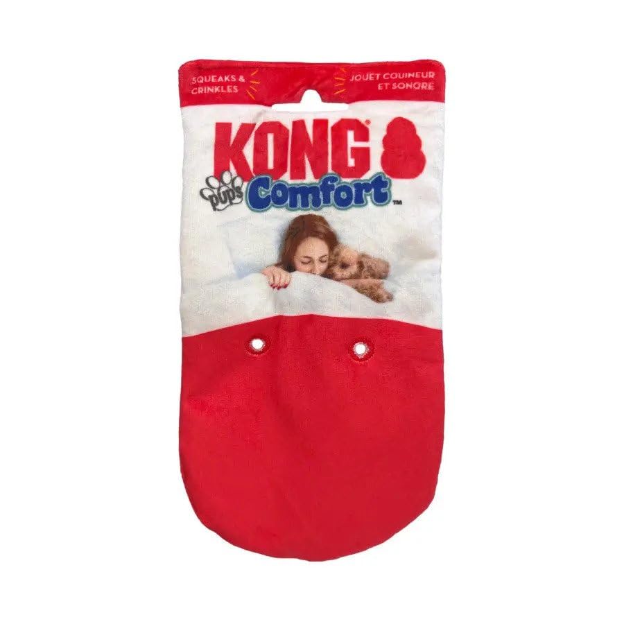 Kong Comfort Pups Low Stuffing Plush Fur And Crinkly Noise With Squeaker (Medium, Ozzie)