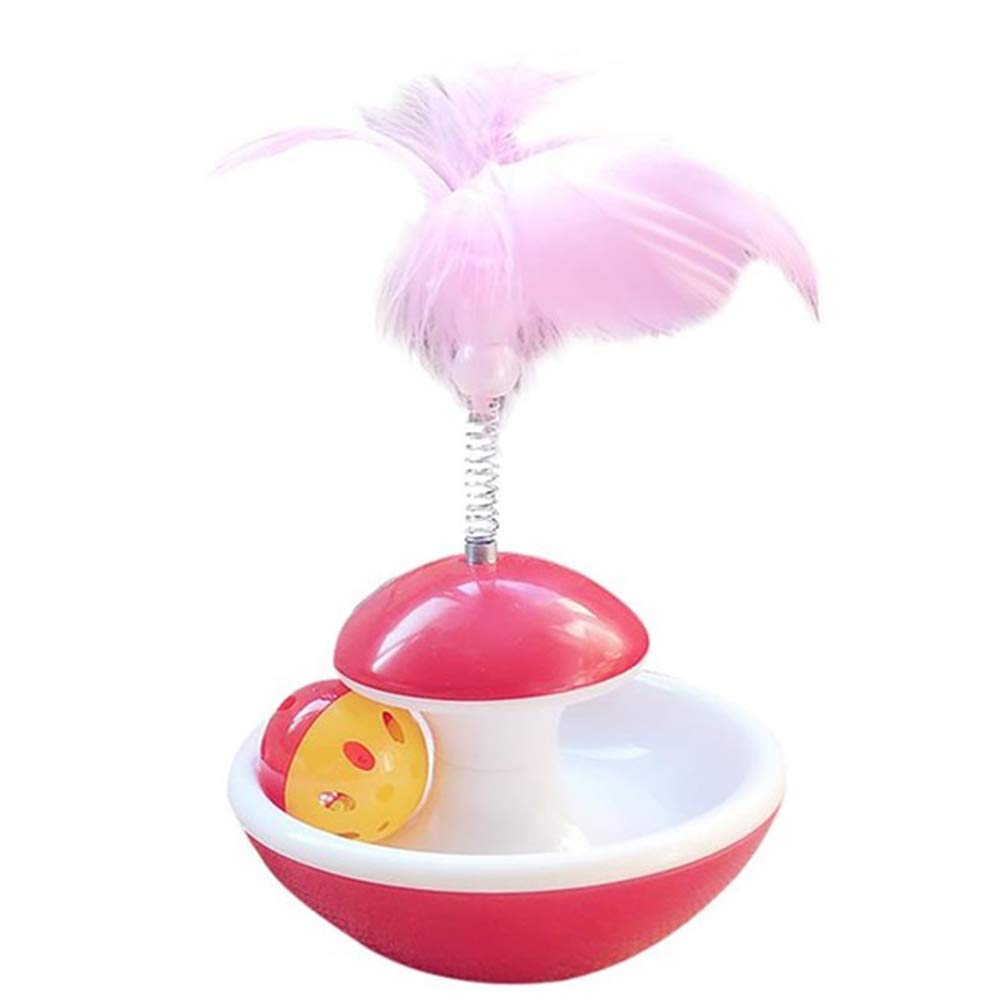 Western Era Rolling Interactive Tumbler Pet Friendly Cat Toy/Feather Teaser/Training Toy For Cat/Kitten/Puppy (Red)