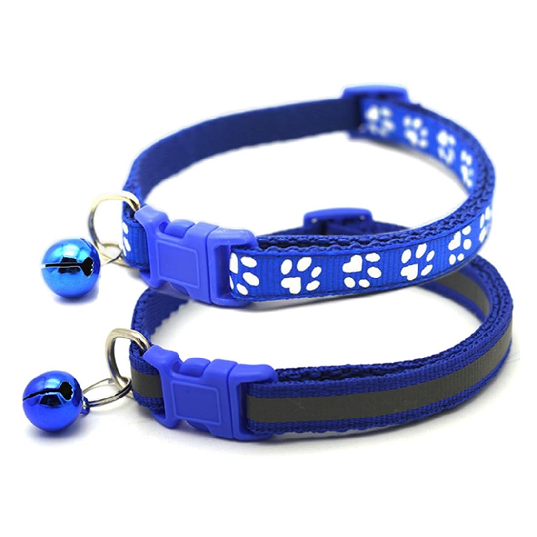 Puppy Collar With Bell, 2-Pack Reflective Kitten Collar Dark Blue Dog Collar Nylon Adjustable For Xxs Xs Xsmall Boy Girl Pets Fe