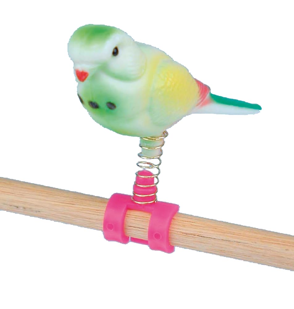 Penn-Plax Acrylic Bird Figure - Small Size on Spring, Easily Attaches to Cage, Model BA509, Varies Color