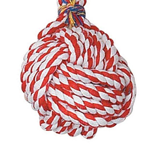 Fist Knot Rope Dog Toy Ball Handle Fetching Tugging Choose Size & Color(Small - 15' Long)