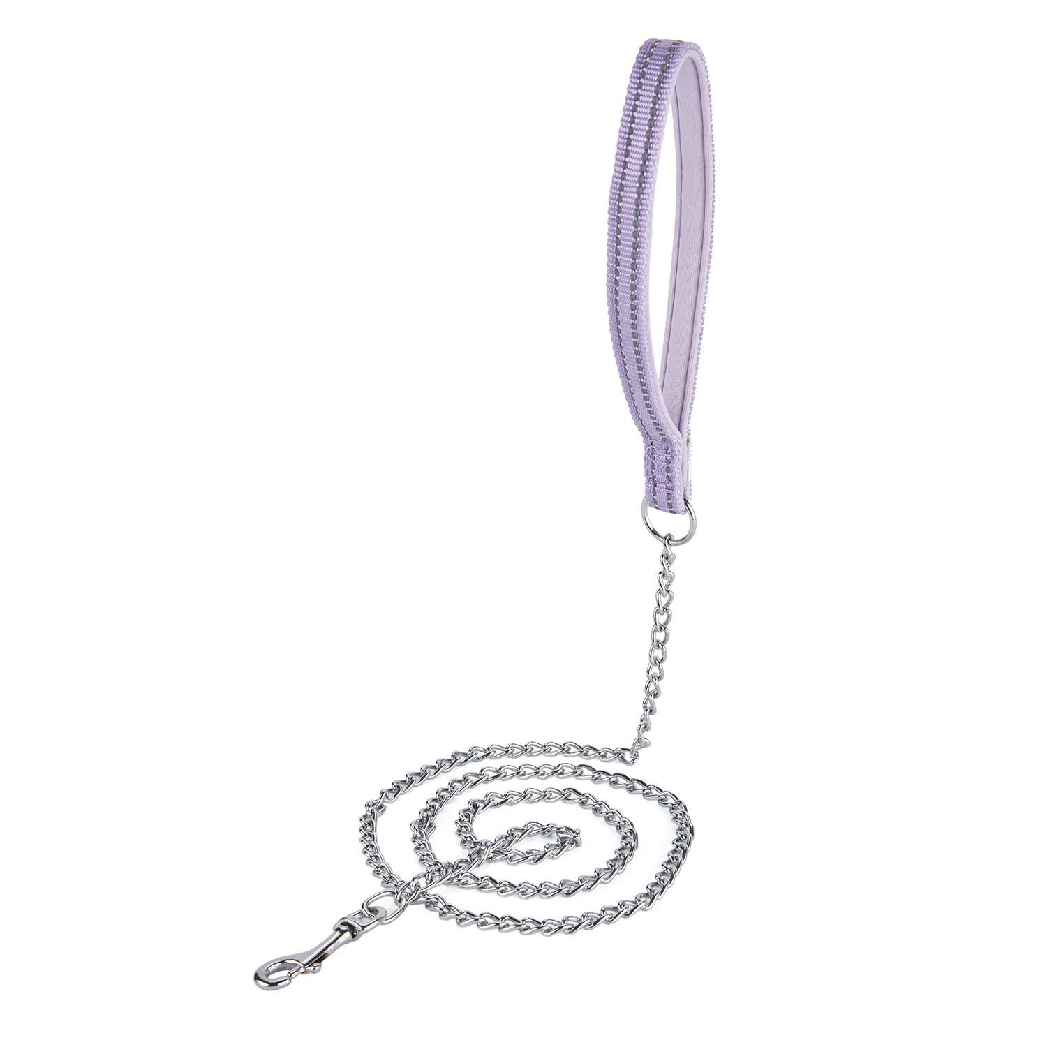 Petiry Chew Proof Metal Chain Leash,Nylon Handle With Soft Neoprene Padding And Reflective Stripe For Medium Dogs.(M, Purple Han