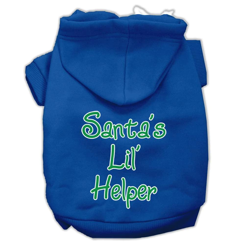 Christmas Pet Dog & Cat Hoodie Screen Printed, Santa's Lil Helper Gray SM (3-6 lbs.)