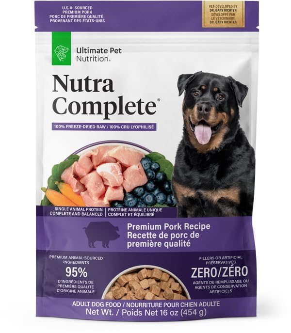 ULTIMATE PET NUTRITION Nutra Complete, 100% Freeze Dried Veterinarian Formulated Raw Dog Food with Antioxidants Prebiotics and A