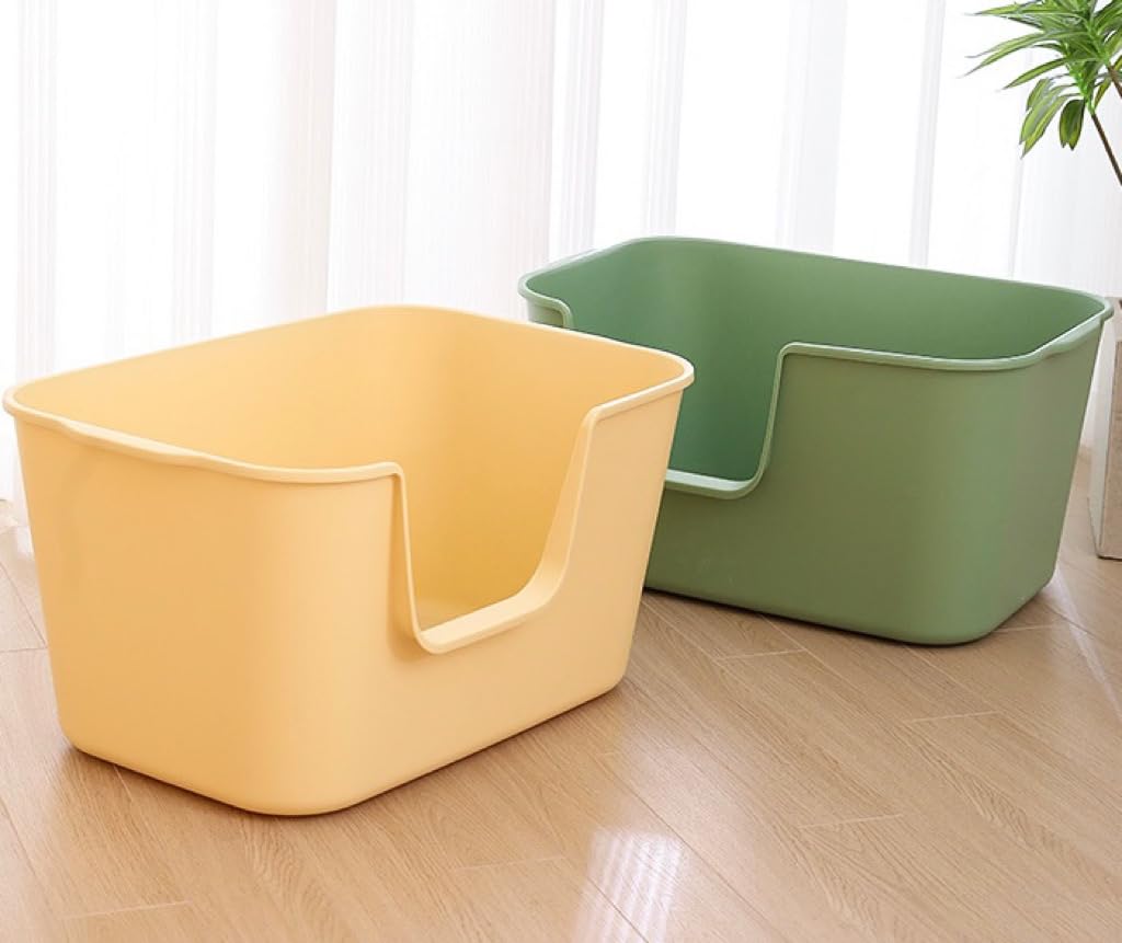 TownTime Extra Large Litter Box with High Sides 24.60'' Lx16.92 Wx12.99 H,Anti-Splashing Kitty Litter Box,Tool-Free Assembly,Mul