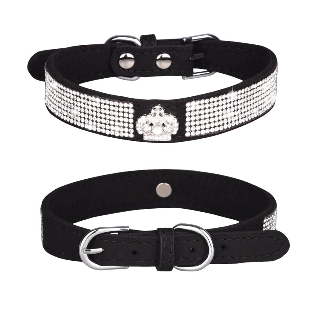 Black Bling Dog Collars For Medium Dogs, Rhinestone Dog Collar, Diamond Dog Collar Boy Pretty Jewel Glitter Sparkly Pet Collars