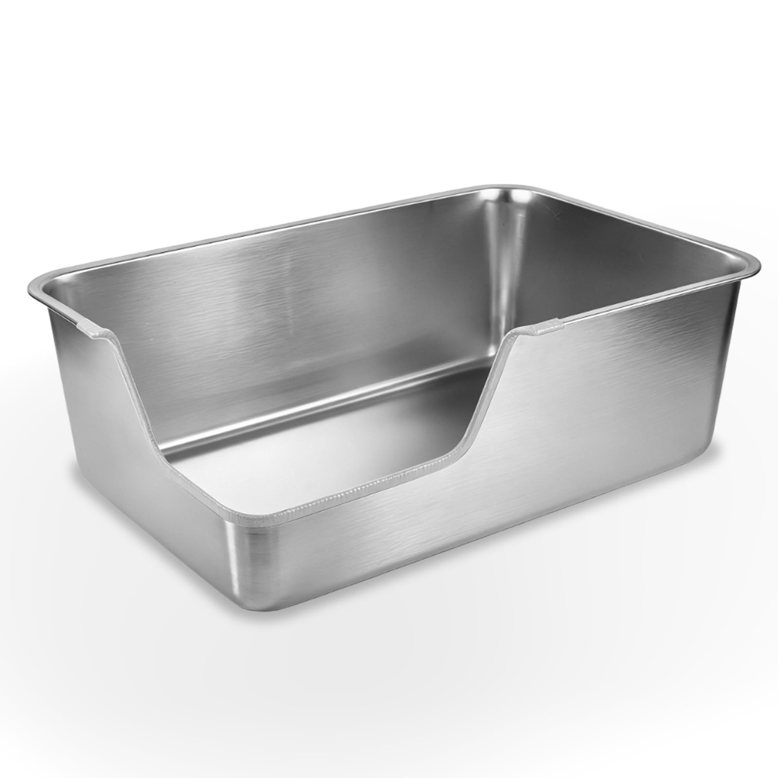 Stainless Steel Litter Box,Extra Large High Sided Litter Box for Indoor Big Cats,XL Jumbo Metal Cat Litter Boxes with Low Entry 