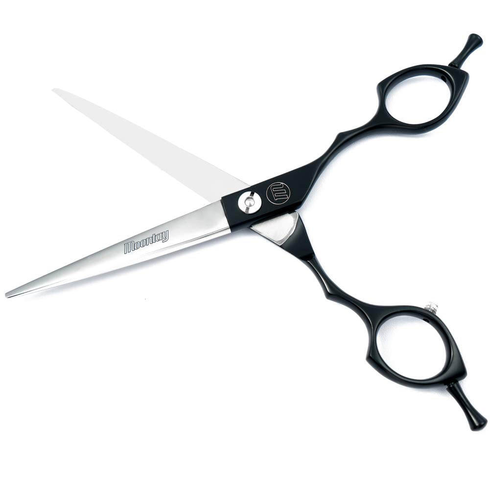 Moontay 6.5' Professional Pet Grooming Scissor, Dog Cat Grooming Shear/Scissor Fur Cutting Shear With Double Finger Rests, 440C Japanese Stainless Steel Grooming Scissor, Black