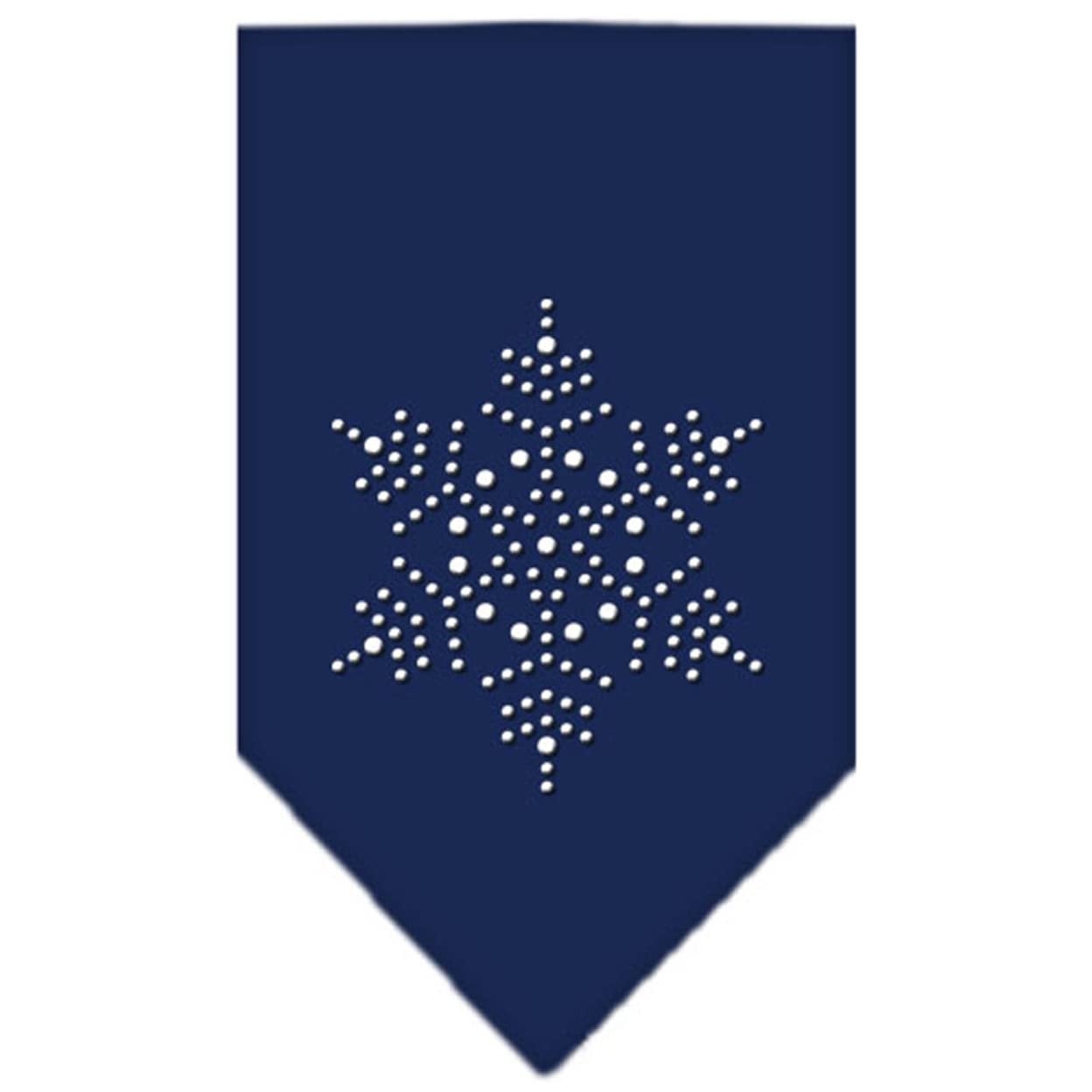 Christmas Pet and Dog Bandana Rhinestone, "Snowflake" Navy Blue Large
