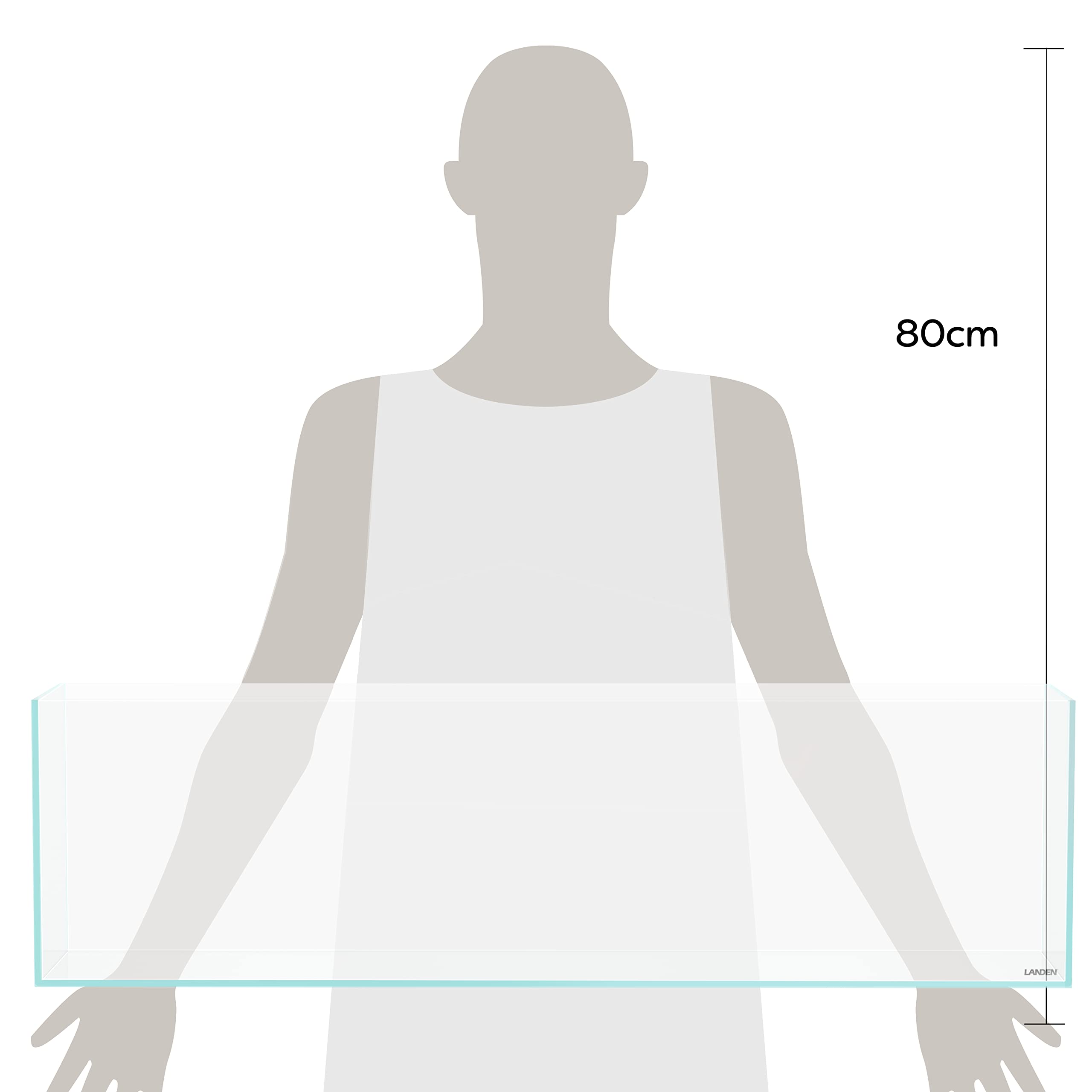 LANDEN 90L 10.8 Gal Rimless Low Iron Aquarium Long Fish Tank, Bookshelf Aquarium, W35.4  D7.87  H9.84 in(90x20x25cm) 6mm Thickne