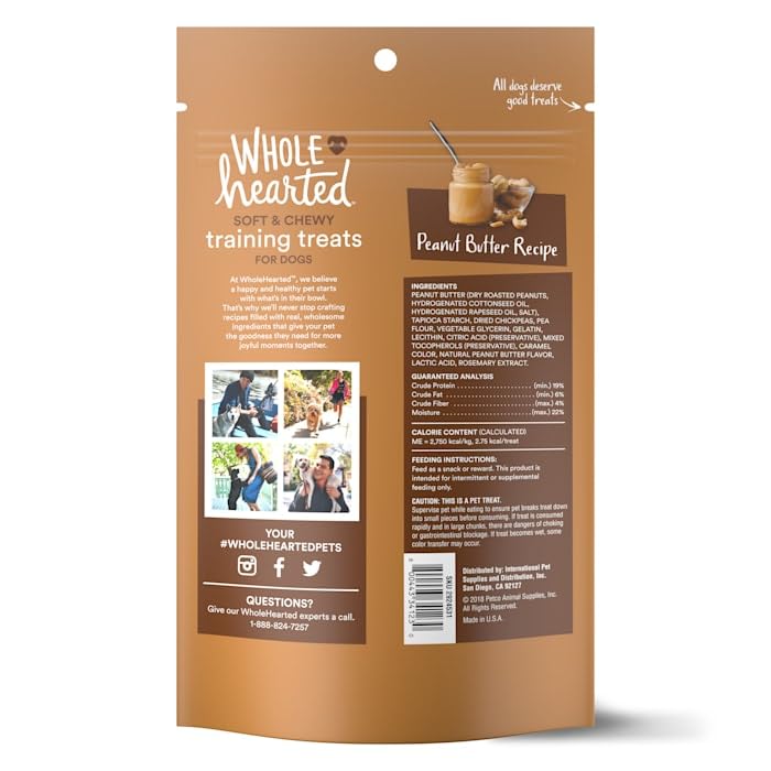 WholeHearted Grain-Free Tender Tidbits Peanut Butter Recipe Dog Training Treats 16 oz.