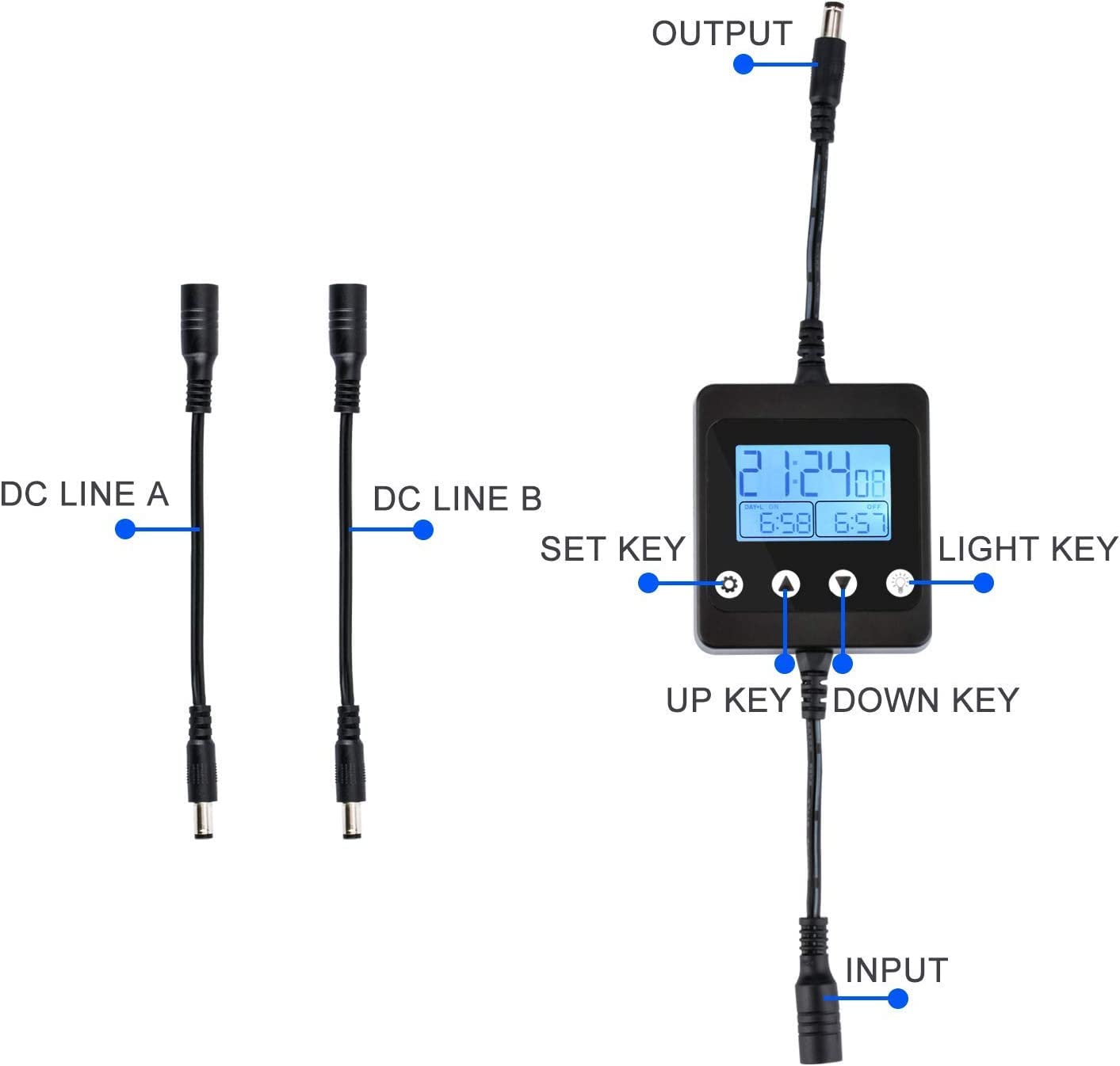 Kzkr Aquarium Led Fish Tank Light 16-84 Inch Remote Control Hood Lamp For Freshwater Saltwater Marine Full Spectrum Blue And White Decorations Light (Timer/Dimmer)