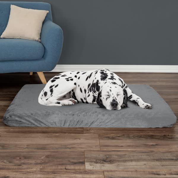 Orthopedic Dog Bed - 2-Layer Pet Bed for Floor, Kennel, or Crate with Removable Washable Cover - 46x27 Dog Bed for Large Dogs by