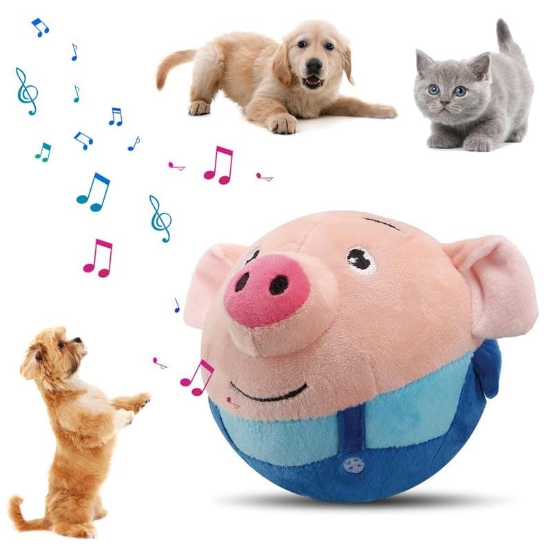 Interactive Dog Toys,Active Moving Pet Plush Toy,2025 New Shaking Dog Ball Pig Dog Toy Interactive Dog Ball With Song Squeaky Mo