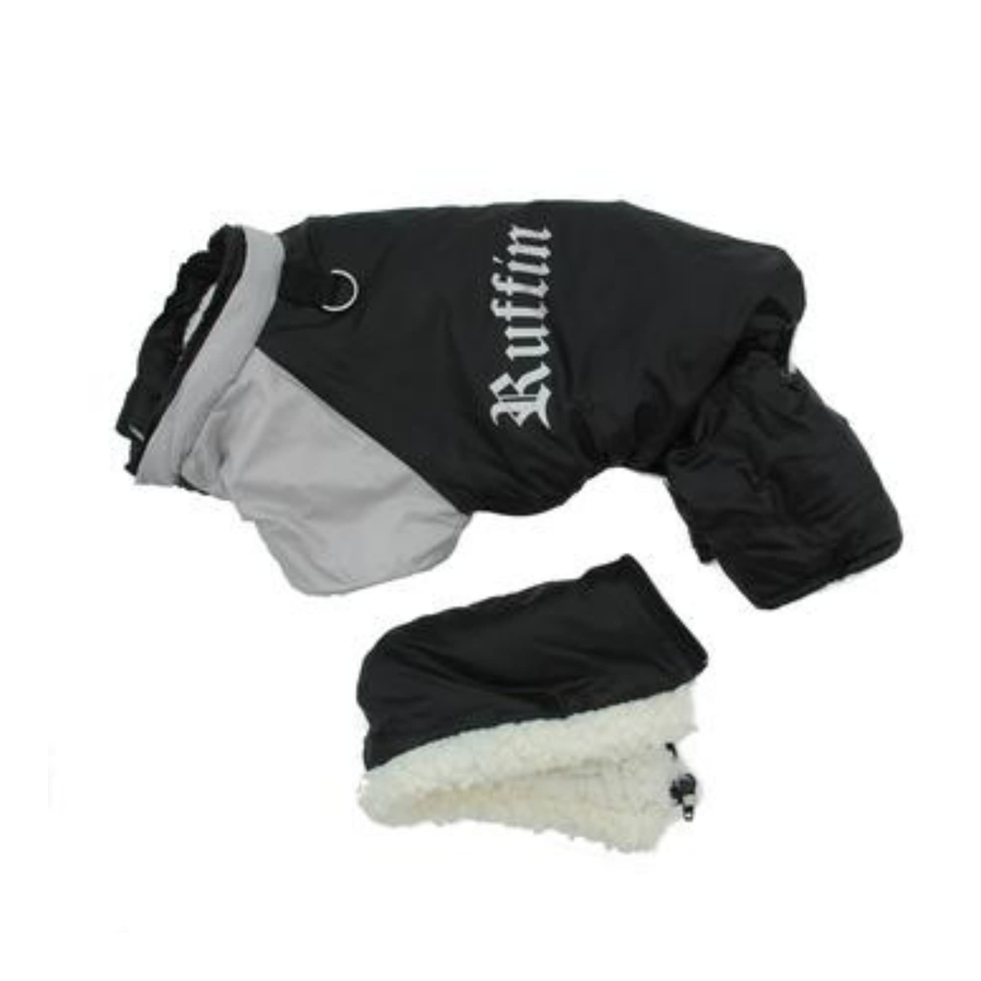 Dog Coat - 'Ruffin' It' Snowsuit - Black & Grey - Small (S)