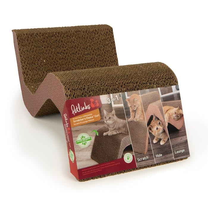 Petlinks Scratchers Choice+ Corrugated Cat Scratch Pad Catnip Infusion Technology - Brown Double Wide