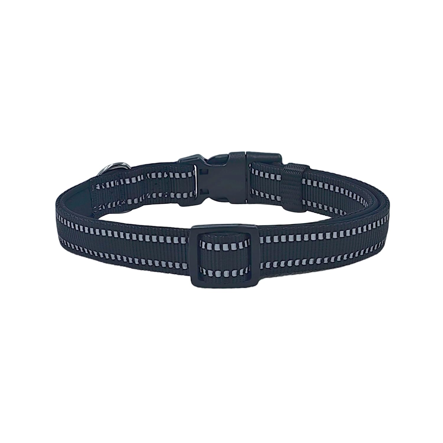 Olahibi Neoprene Padded Dog Collar, Soft And Comfortable, Durable Nylon With Reflective Stripe, For Small Dogs.(Small, Black)