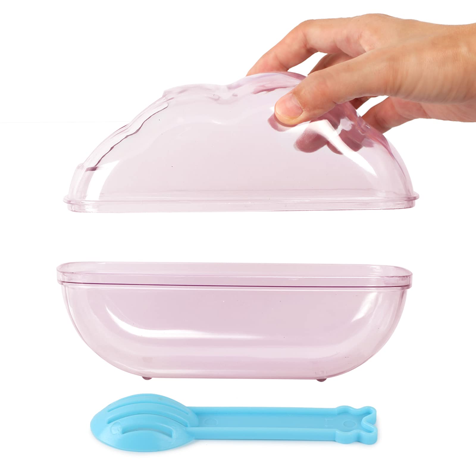 Bucatstate Hamster Sand Bath Container Transparent Hamster Dust Bath Kit Dwarf Toilet With Scoop Set Cage Accessories For Small Animals,Gerbil,Syrian Hamster,Mouse(Blue, Medium)