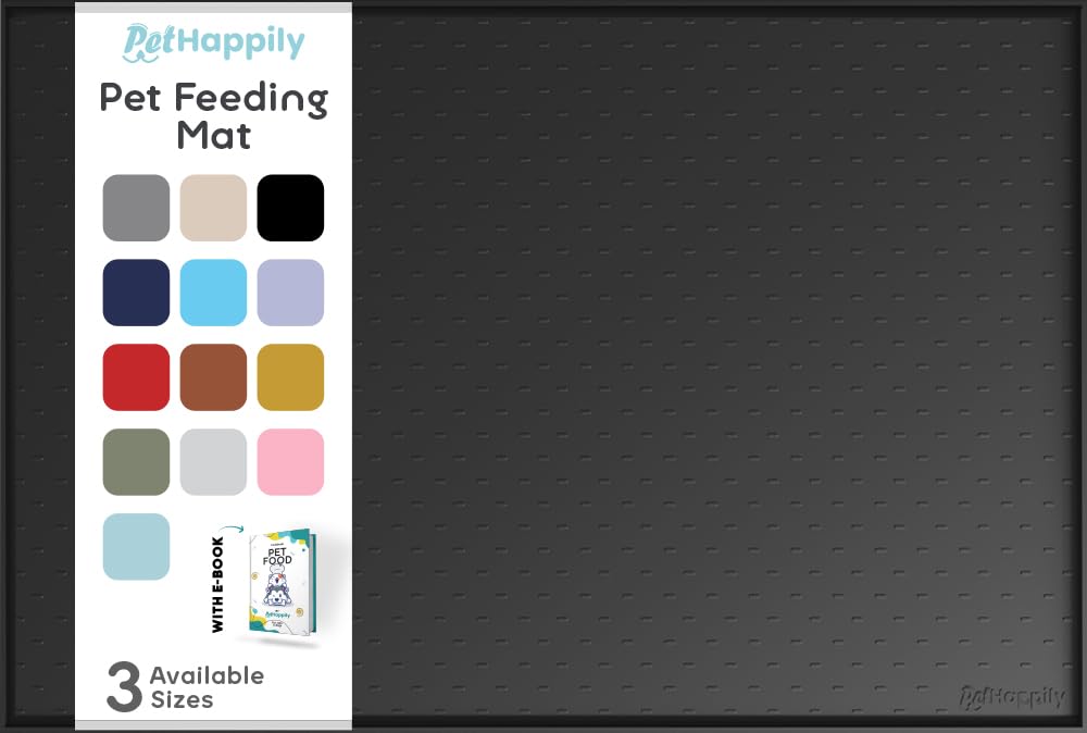 PetHappily Dog Food Mat - Raised Edges Dog Mat for Food and Water Prevent Spill, Waterproof Cat Food Mat Protect Floors, Easy Cl