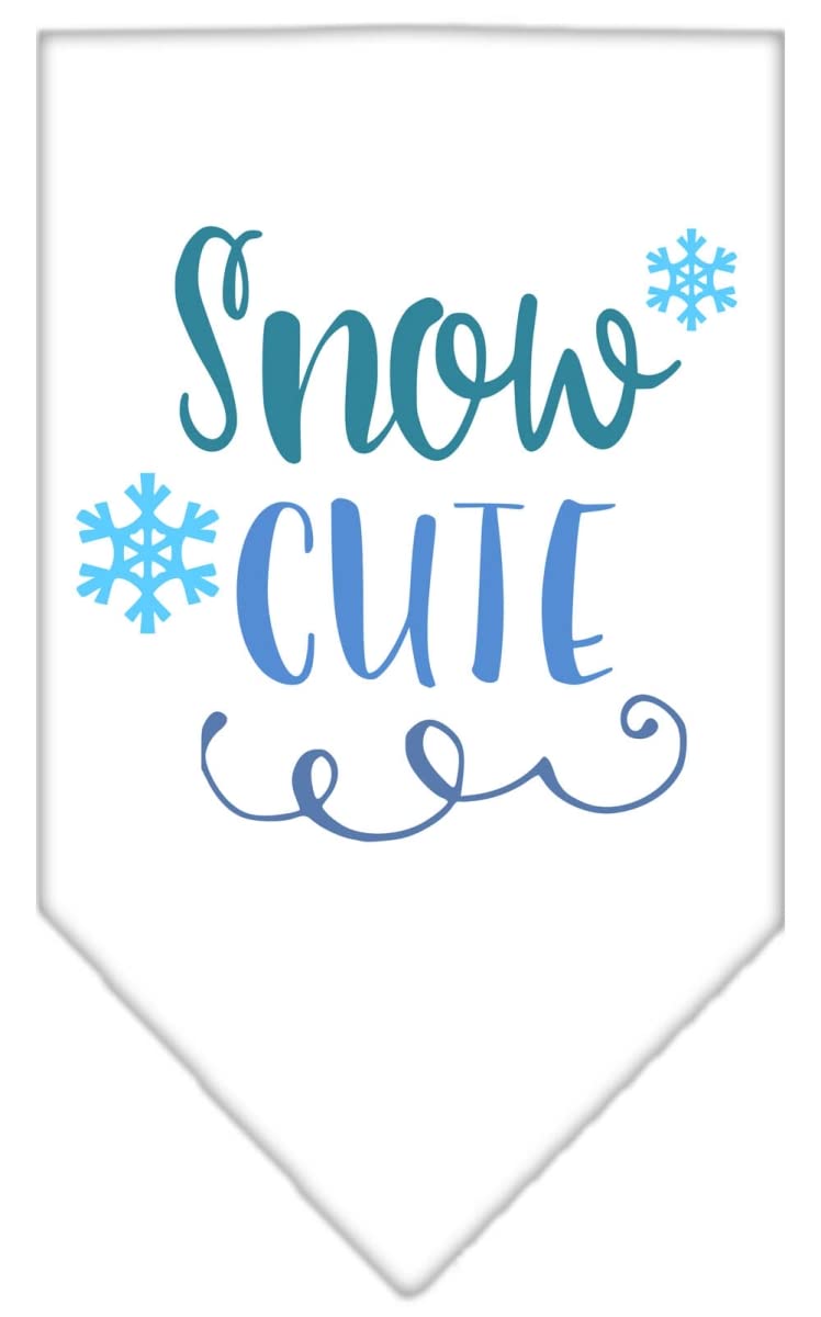Christmas Pet and Dog Bandana Screen Printed, &quot;Snow Cute&quot; White Large