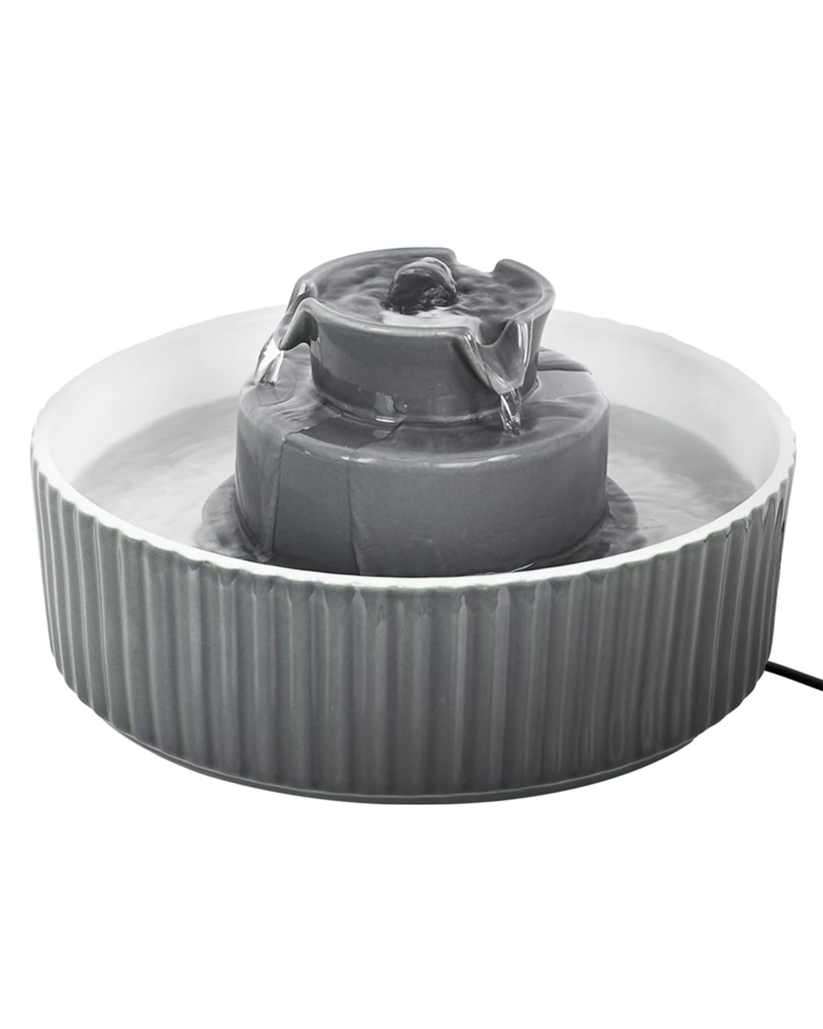 Waatoos Ceramic Cat Water Fountain, 2.1L/71oz Cupcake Pet Water Fountain for Cats and Dogs, Ultra-Quiet Pump Pet Fountain with R